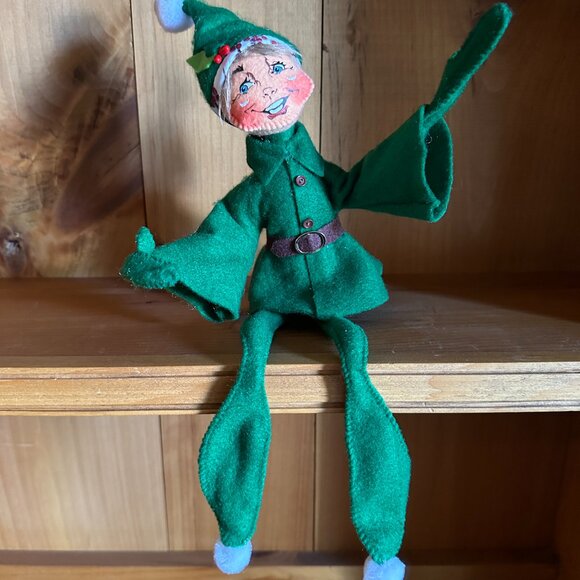 Collectible Annalee Green 2017 Posable Mischievous Elf 17 inches - Picture 7 of 13